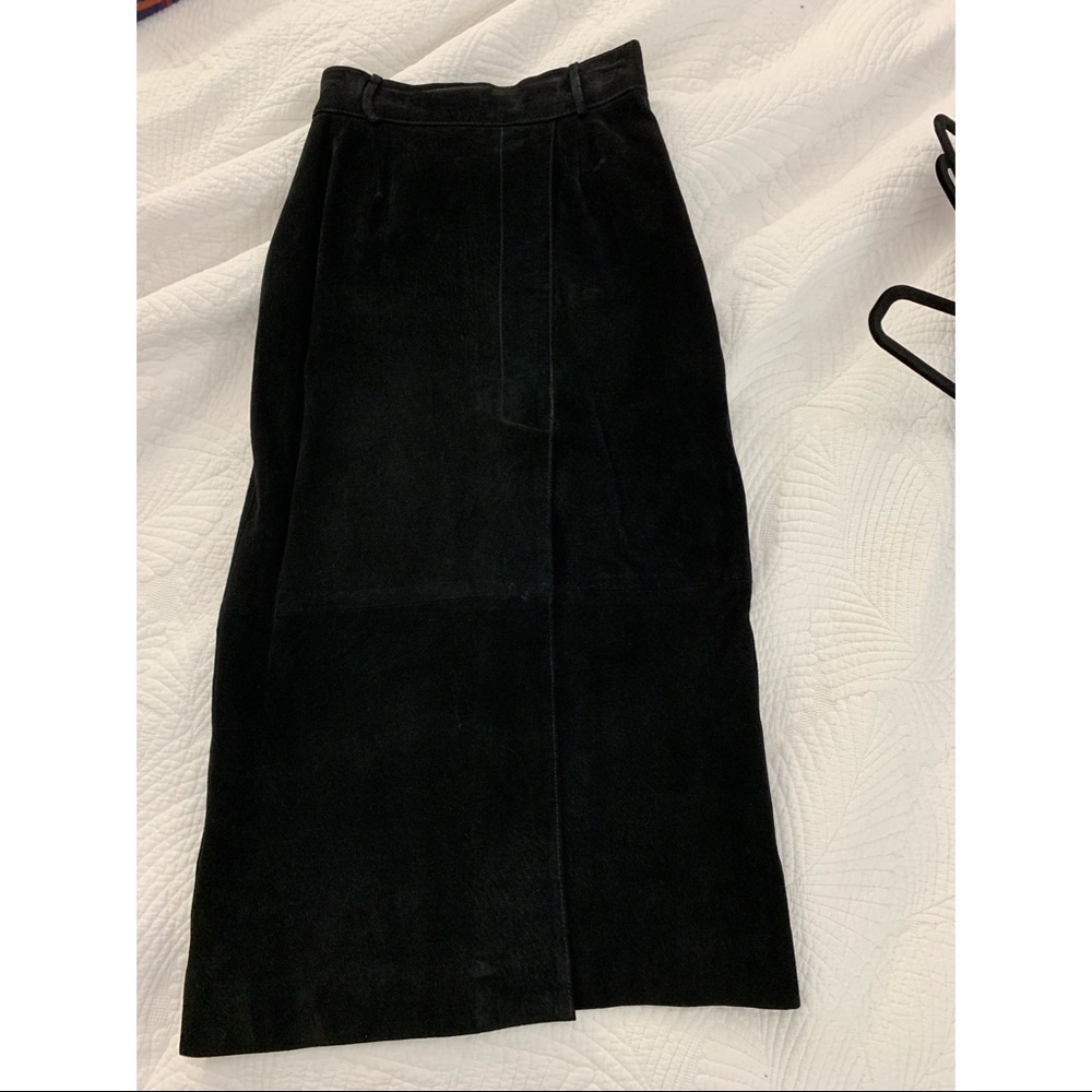 Suade Forenza long black genuine suade skirt